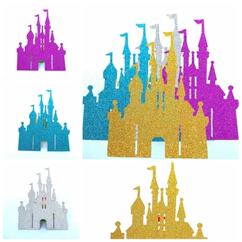 

1pc Princess Castle Gold Silver Blue Purple Cake Topper Wedding Baby Shower Favor Kids Birthday Party Cake Decor Supplies