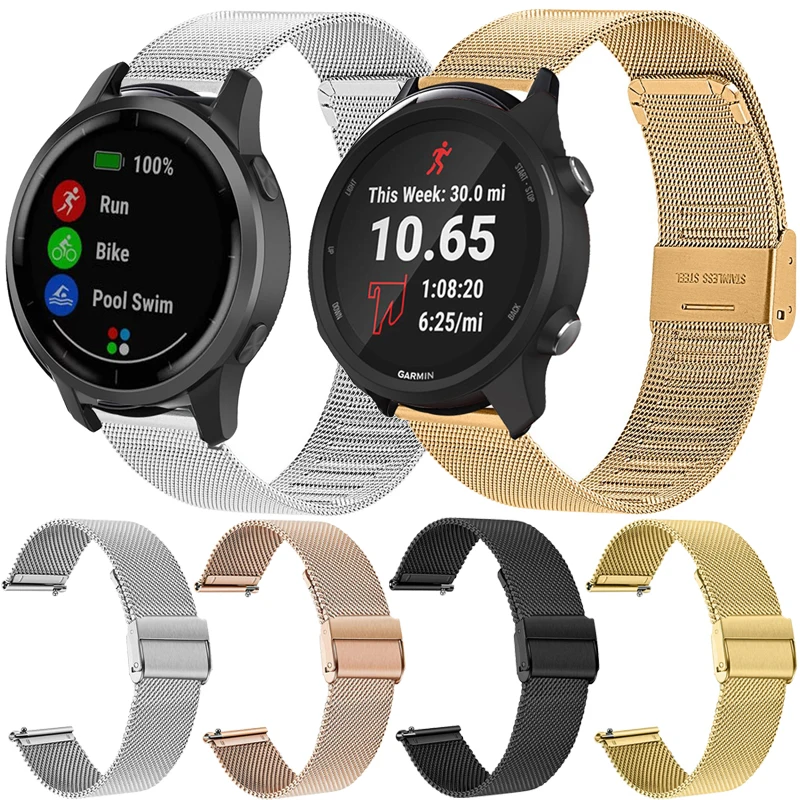 Cinturino Milanese Per Garmin Forerunner 245/245M 645 Vivoactive 3 Venu Sq Music Vivomove Hr Braccialetti Sport Correa