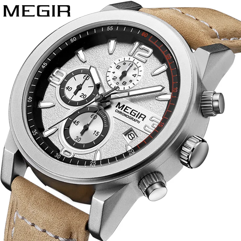 

Megir Luxury Brand Chronograph Men's Sport Watch Quartz Fashion Unique Classic Big Face Waterproof Man Watch Dropshipping