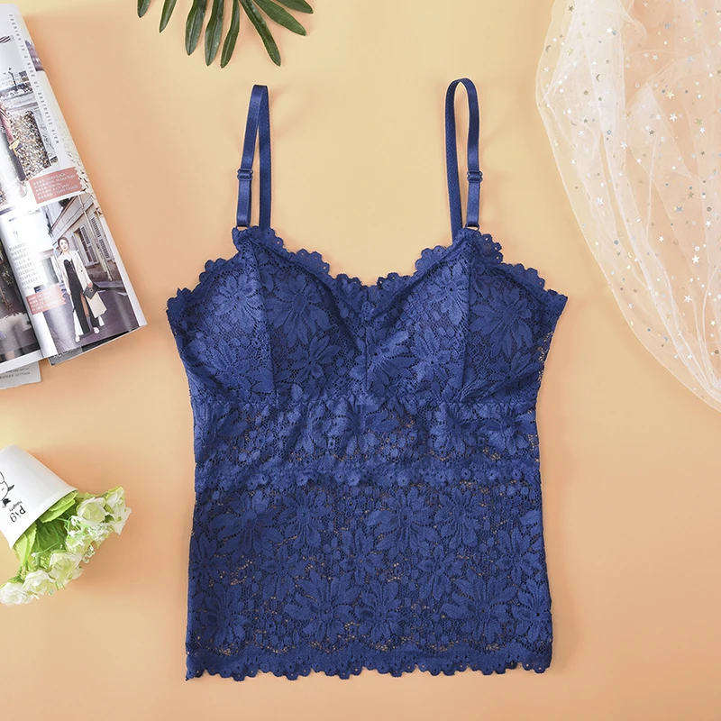Royal blue Модный бюстгальтер без косточек, сексуальный женский кружевной бюстгальтер, женский бюстгальтер без косточек, черный бюстгальтер на бретельках, бюстгальтер без косточек, 4 цвета - Цвет: Royal blue