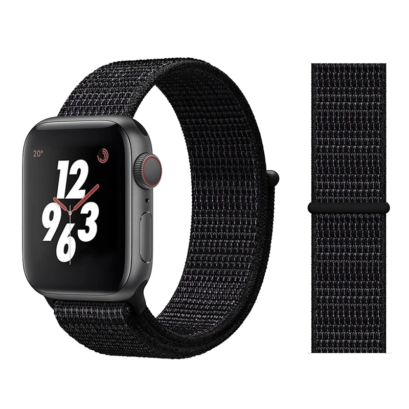 Color24 Black Нейлон Ремешок для наручных часов Apple Watch серии 3/2/1 38 мм 42 мм мягкий нейлон дышащий сменный ремешок Спортивная петля для наручных часов iwatch серии 4 40 мм 44 мм - Цвет ремешка: Color24 Black
