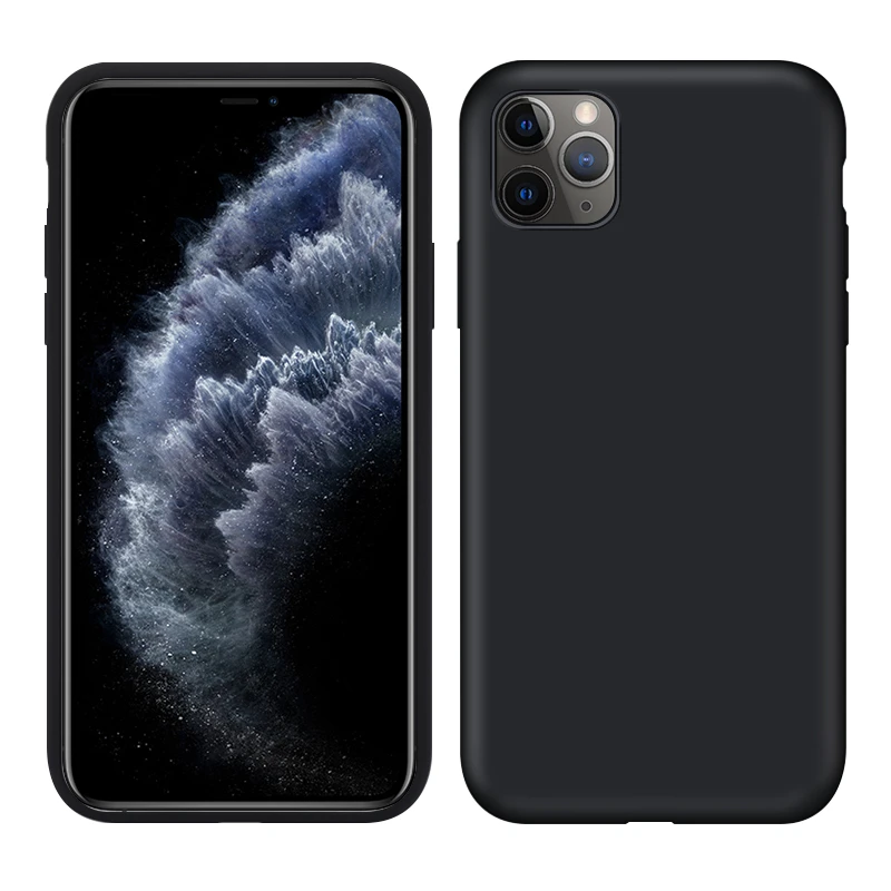 Мягкий жидкий силиконовый чехол для телефона iPhone 11 11Pro матовая тонкая задняя крышка полный защитный чехол для iPhone 11 Pro Max Funda - Цвет: Black