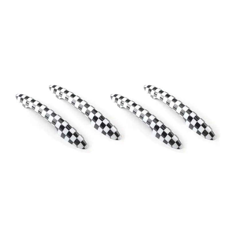 Checker 4pcs KJAUTOMAX для Mini Cooper R55 R56 R60 R61 наружная дверная ручка украшение Checker серый Джек пластиковая наклейка Юнион Джек - Название цвета: Checker 4pcs