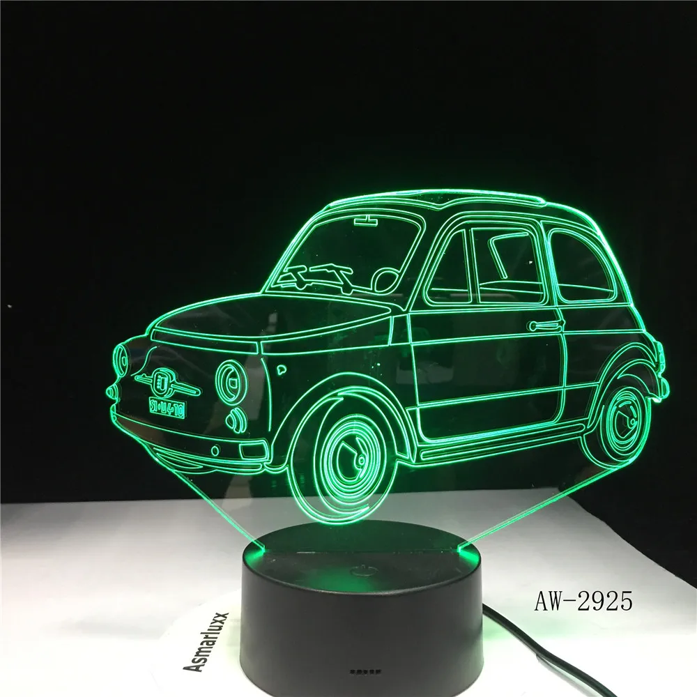 3D старая стильная автомобильная лампа 7 цветов настольная светильник сенсорной