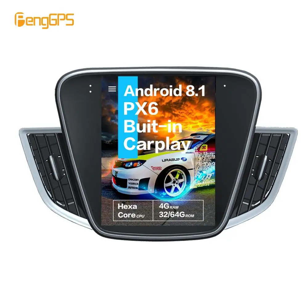 10,4 ''Tesla Android 8,1 PX6 4 Гб+ 32 ГБ, голосовое управление встроенный CARPLAY автомобильный Радио для Chevrolet Cavalier gps навигации