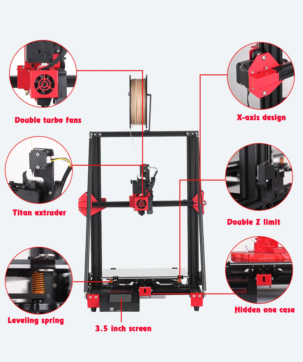 Creativity CY300 FDM 3D printer kit double lever supports automatic leveling 0.4mm nozzle print size 300x300x400 I3 3D printer 3d printing machine