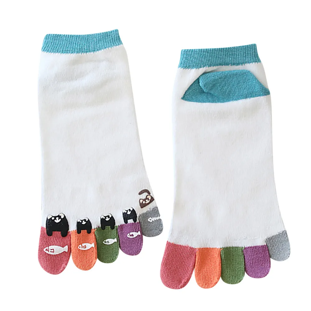Забавные Женские носочки с разноцветным носком носки с пятью пальцами хлопковые носки женские mujer divertido skarpetki damskie calcetas