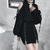 Harajuku Style Black High-waisted A-shaped Skirt Punk Fashion Women Sexy Breasted Elastic  Mini Skirt New ► Photo 3/6