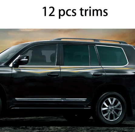 Нержавеющая сталь окна автомобиля планки для toyota land cruiser 2008 2009 2010 2011 2013 2012 - Цвет: 12 pcs trims