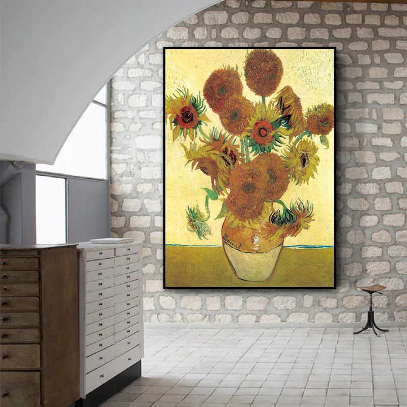 Vincent Van Gogh-Florero con quince Girasoles pared arte cartel impresión