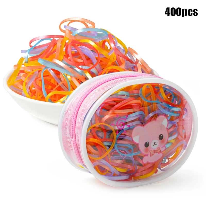 blue 400pcs 200 шт., Детские аксессуары для волос, диадема, кольцо для волос, крепкая тяга, постоянная головная веревка, одноразовые кожаные перфорированные сумки на молнии, волосы для девочек - Цвет: blue 400pcs