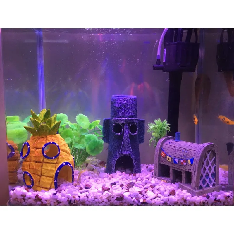 Маленький аквариум SpongeBob украшение дом в форме ананаса сквидворд Пасхальный Остров Украшение для аквариума Spongebob фигурки Декор