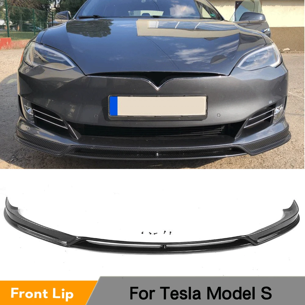 Передний бампер из углеродного волокна спойлер для Tesla Model S 70D P85D 90D P100D Sedan 4 Door 16-17