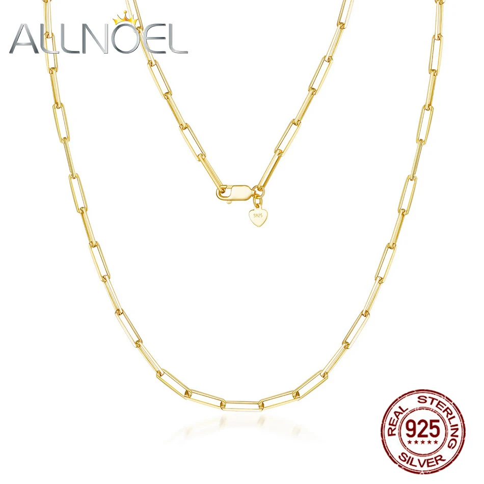 

ALLNOEL 925 пробы Серебряное прямоугольное Овальное Звено Скрепка крест цепь персонализированные ювелирные изделия Золотое Ожерелье Изготовление 18 дюймов в длину