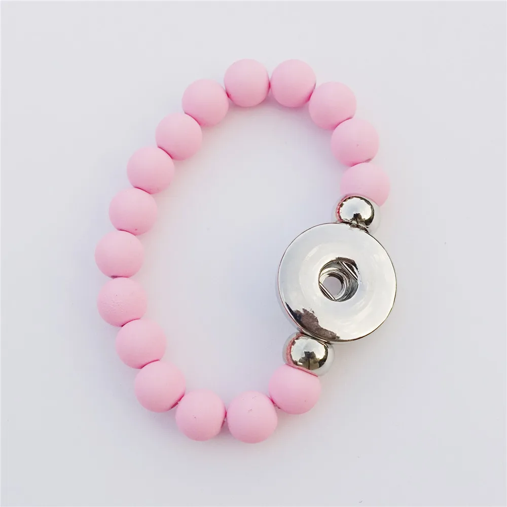 15 см длина дети девочки акриловый браслет из бисера ручной работы эластичный 18 мм оснастки браслет с кнопками для детей - Окраска металла: pink