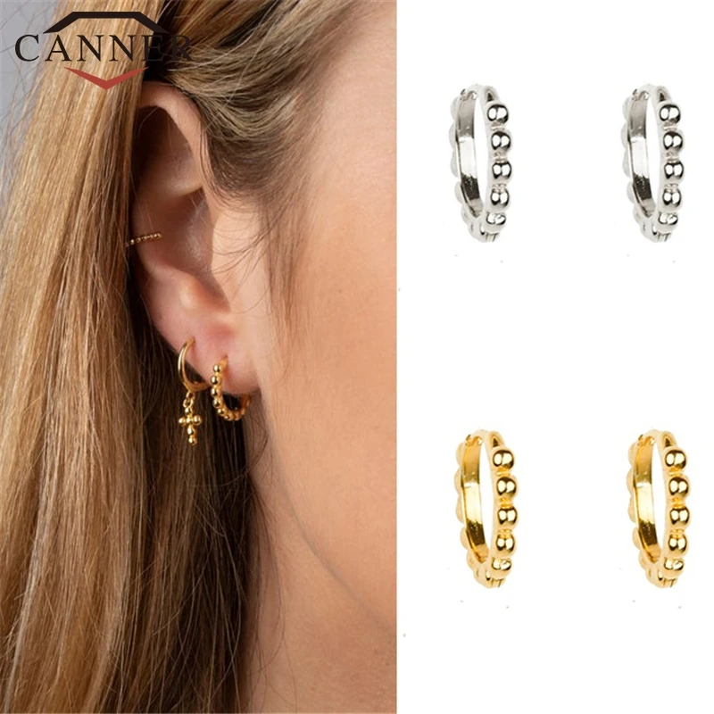 INS Minimalist 925 Sterling Silver Ear Buckle Bead Small Circle Earrings for Women Gold Silver Tiny Round Earrings Girl Jewelry