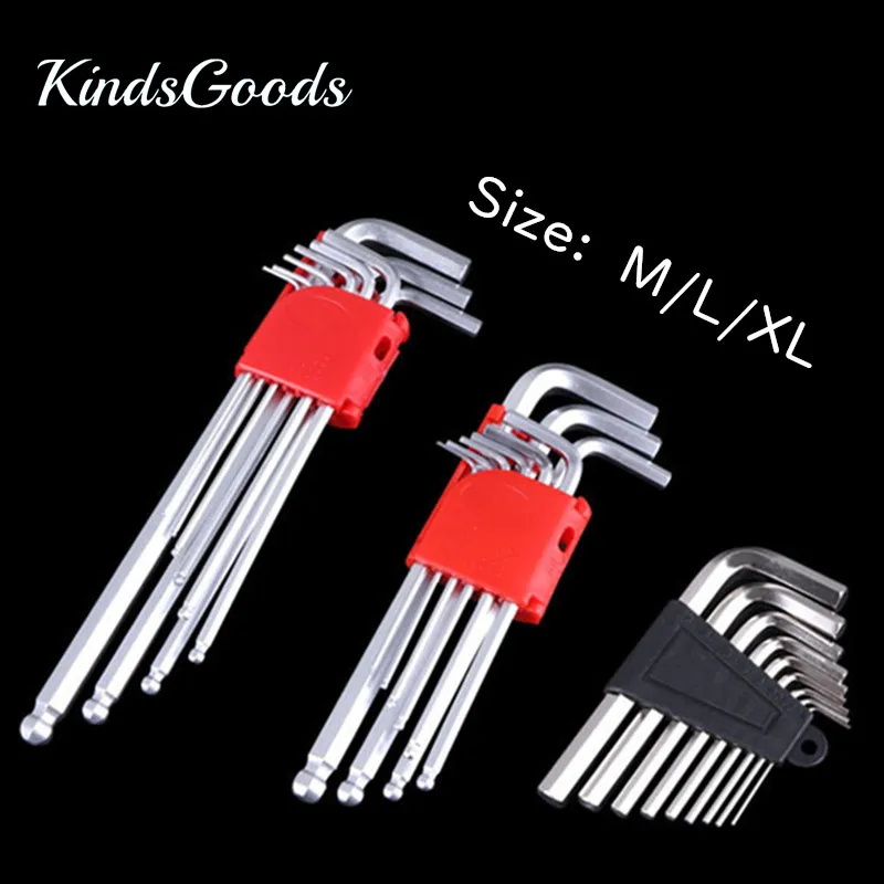 

KindsGoods 9pcs 1.5mm - 10mm Hexagon Allen Hex Key Wrench Tools set Matte Chrome Ball End Spanner set Screwdriver Set Tool Kit