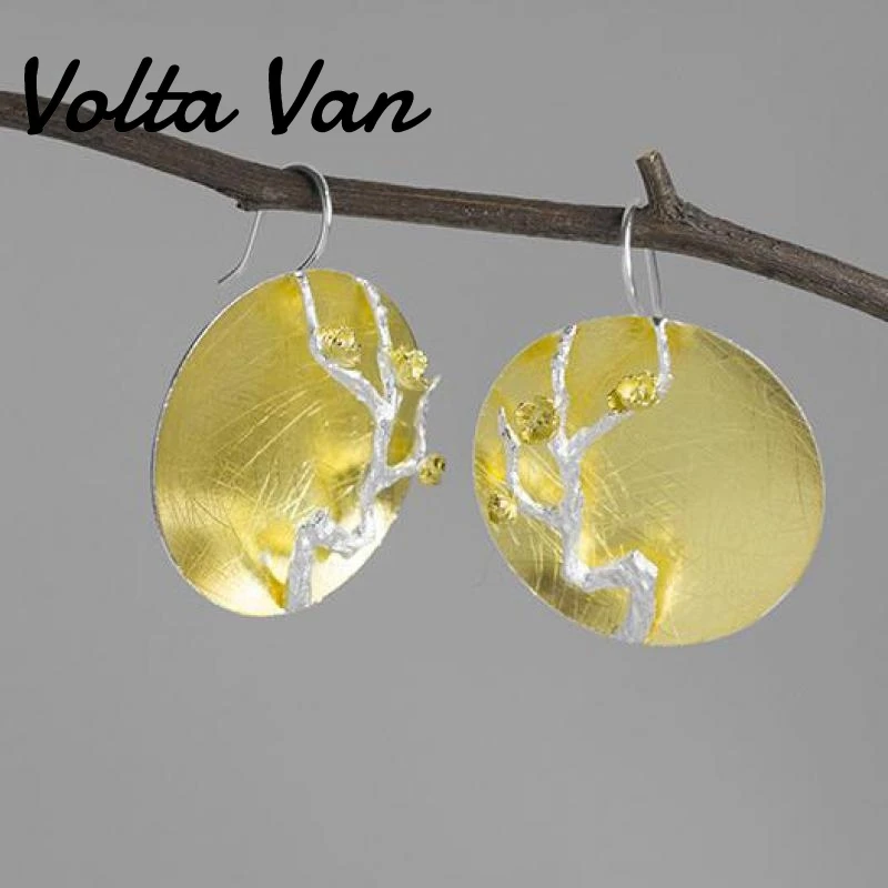 

Volta Van 2022 New Drop Earrings 925 Sterling Silver Vintage Elegant Plum Flower Round Fashion Concise Party Silver Earrings
