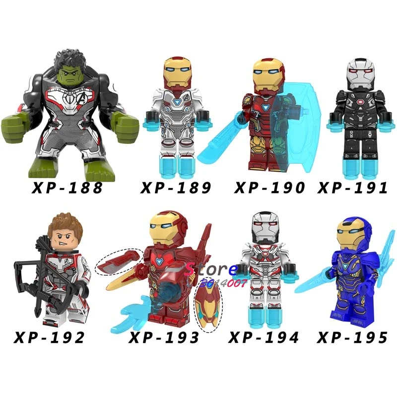 10Set-XP188-195 10 комплектов Marvel Comics Series 5 Infinity War Endgame Железный человек Локи Тор Hawkeye Капитан Америка Модель Кирпичи Детские игрушки - Цвет: 10Set-XP188-195