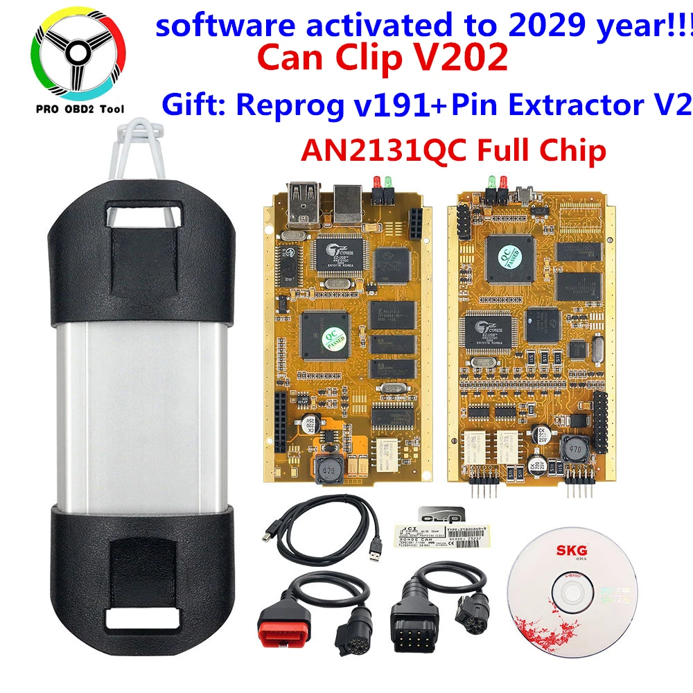 Новейший Can Clip V202 полный чип зеленая печатная плата CYPRESS AN2131QC диагностический CAN