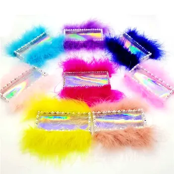 

NEW 10 set/lot Packing box for eyelash package plastic box color feather with tray 25mm Eyelashes DIY custom Logo