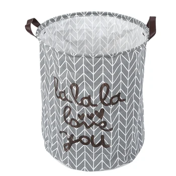 

Collapsible Laundry Hamper, Round Cotton Linen Laundry Basket, Large Storage Bin for Kids Room and College Dorm
