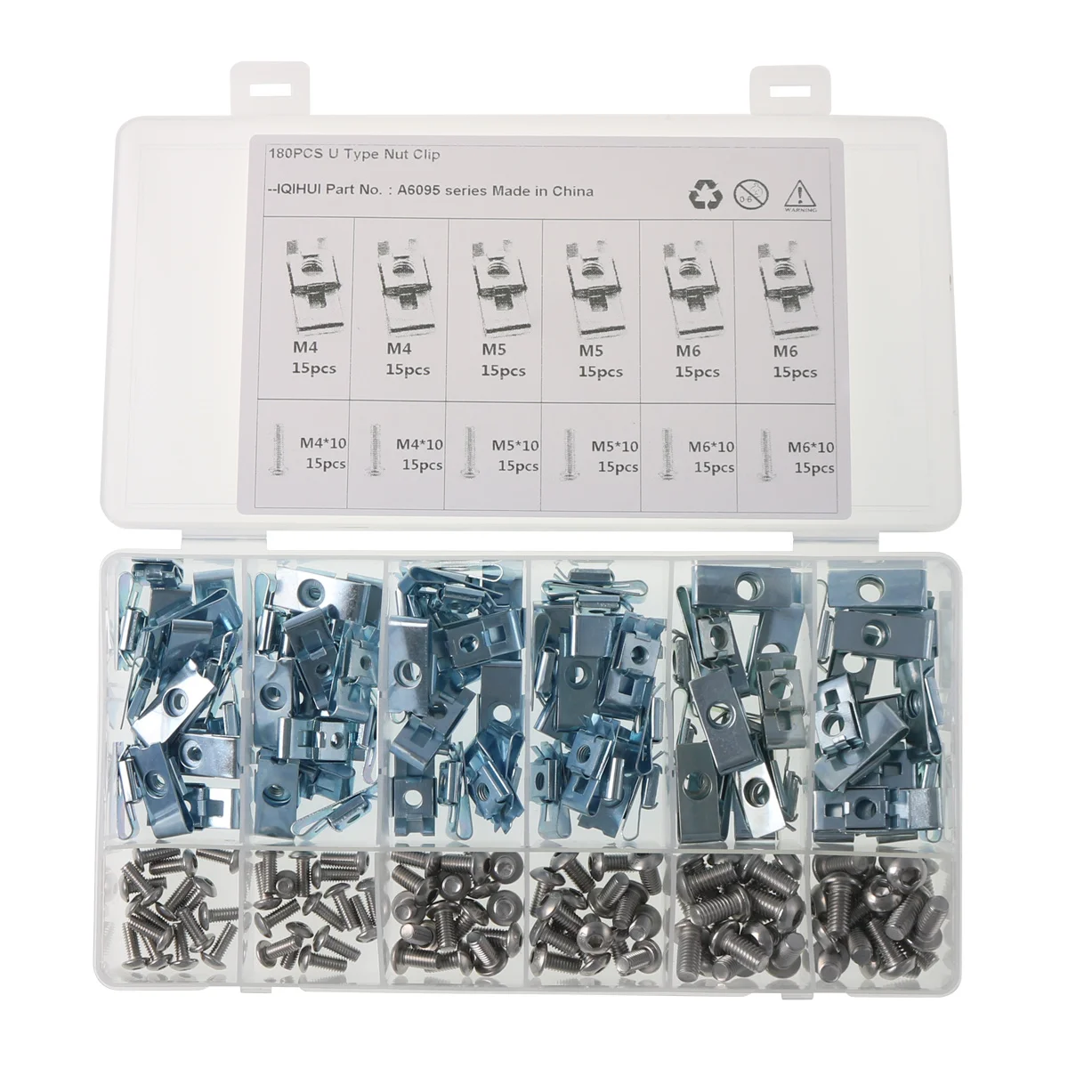 M4/M5/M6 3 specifications-180 pieces of blue and white zinc U-clip nuts clamp Fastener Clip Screw car motorcycles Accessories | Автомобили