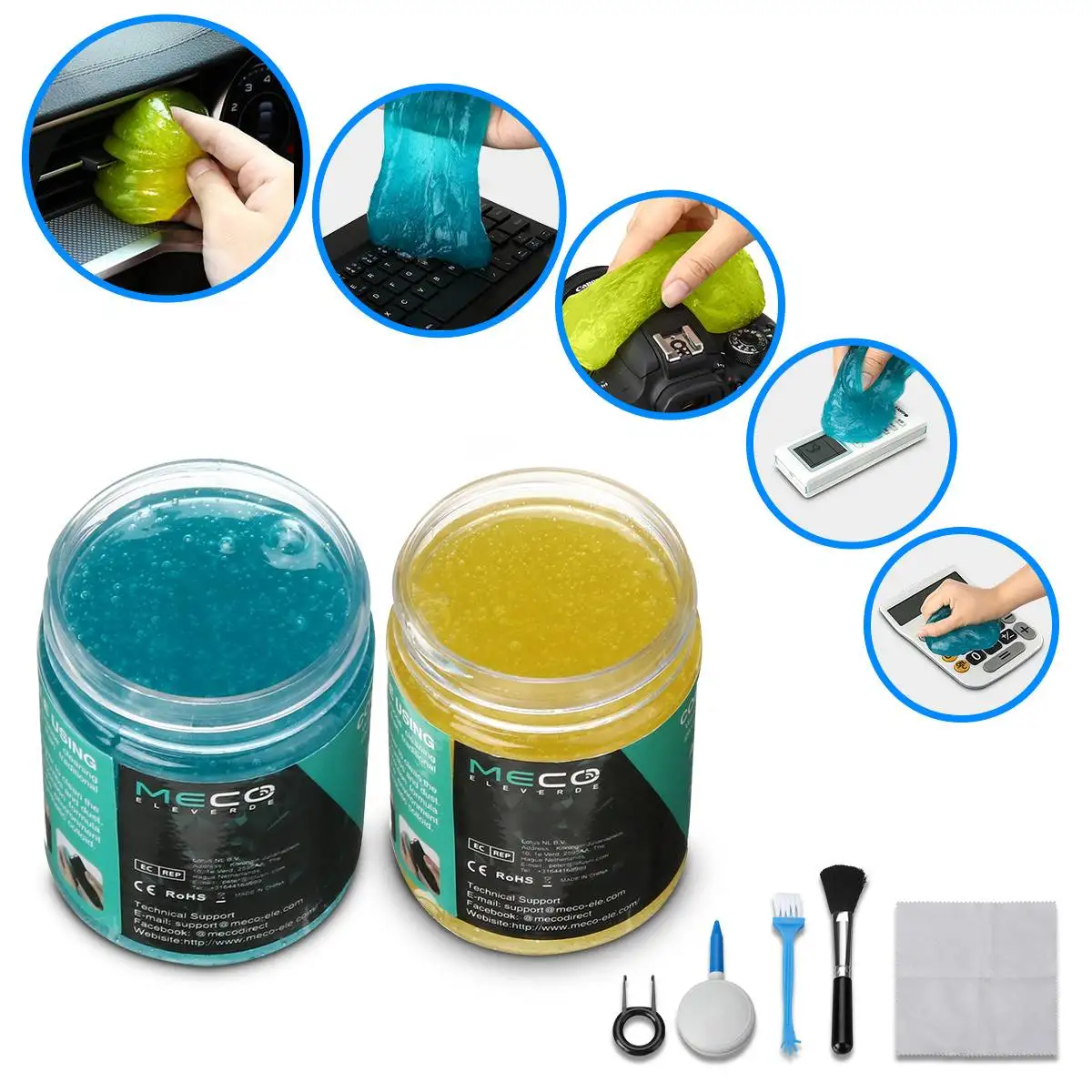 MECO 2PCS Cleaning Gel Universal Dust Cleaner Gel Remover Keyboard Cleaning Tools For PC Computer Keyboards Car Camera Printers