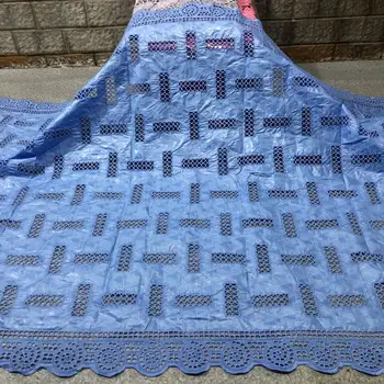 

New arrival sky blue African Bazin lace fabrics Fashion Embroidery Bazin riche with Stone 2020 Nigerian bazin lace for Dress