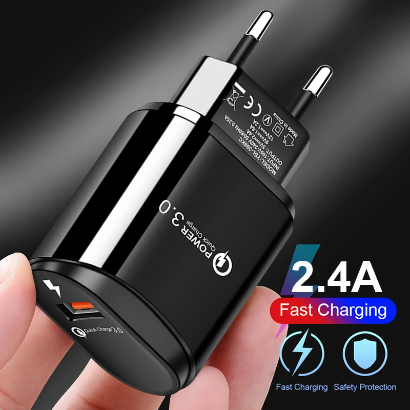 

Universal USB Quick charge 3.0 for Iphone 7 8 EU US Plug Mobile Phone Fast charger charging for Samsung s8 s9 Huawei Xiaomi Oppo