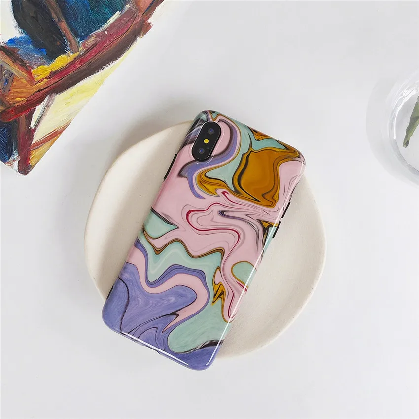 Abstract Oil Painting Phone Cases For iPhone 6 6s 7 8 Plus XR X XS MAX Bumper Mobile Back Protective Cover Phone Shell For Apple