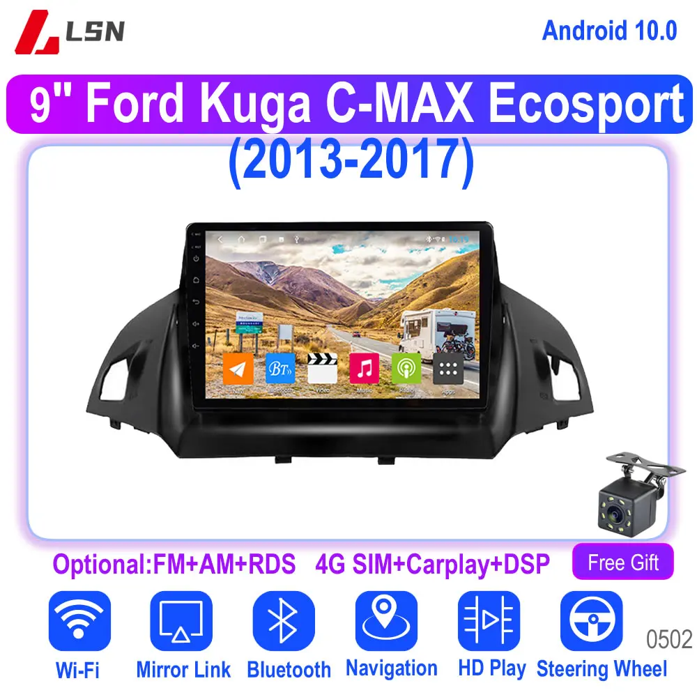 9 &quotAndroid 10 для Ford Kuga C-MAX Ecosport 2013 2014 2015 2016 2017 мультимедийный видео GPS навигатор
