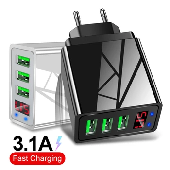 

Lovebay USB Charger Quick Charge 3.1A EU US 3 Ports LED Display Adapter Wall Mobile Phone Charger for iPhone 11 XS Fast Charging