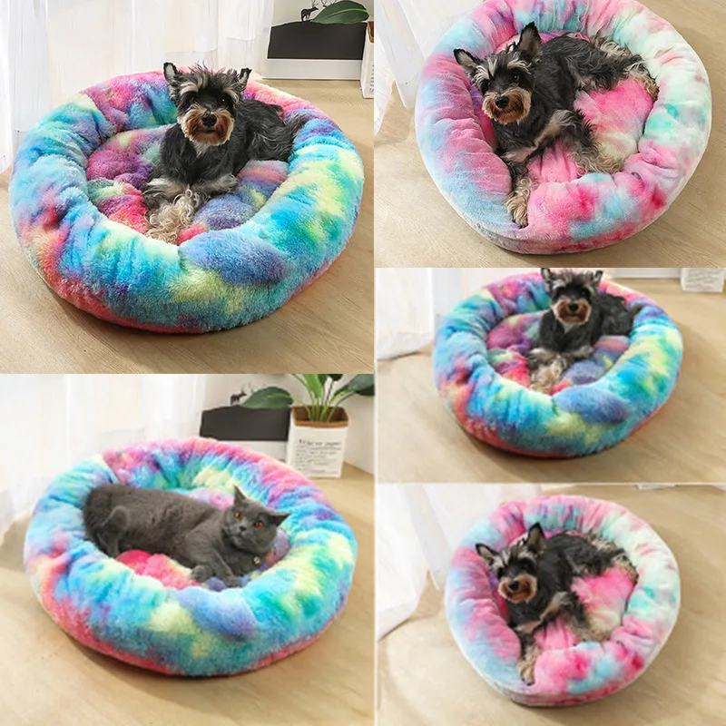 Pet Dog Bed Mat Round Step-On Plush Mattress Warm Pet Bed for Dogs Cats K888