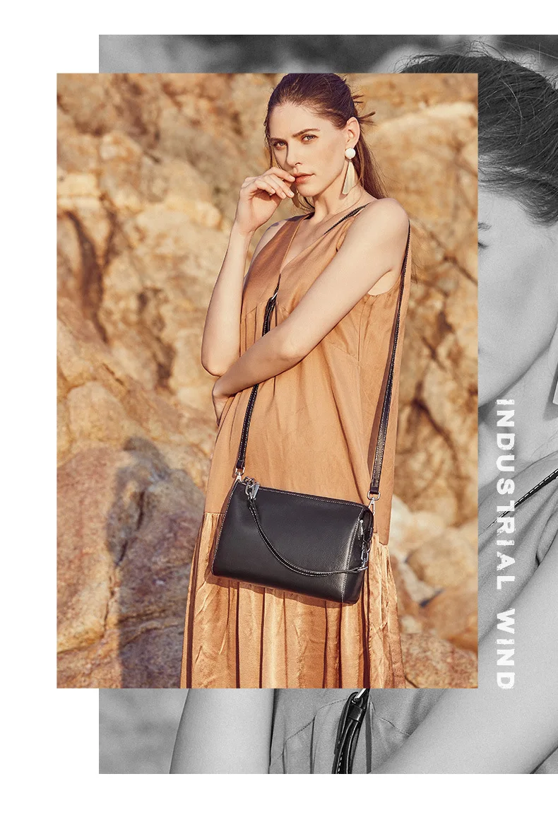Женская простая кожаная портативная маленькая квадратная сумка на одно плечо