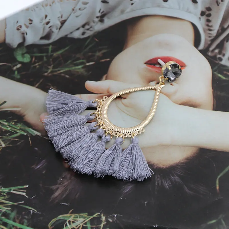 xujiafu Oorbellen For Women Big Earrings Metal Long Drop Earrings Cotton Earrings Fashion Party Jewelry 2020 New Jewelry