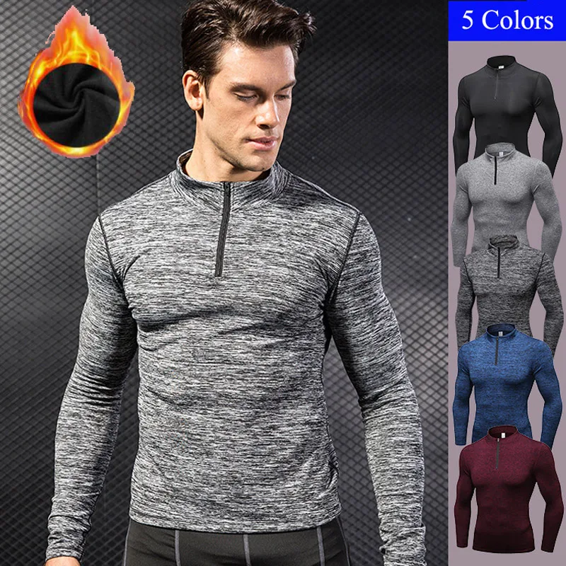 

HOT Men Long Sleeve Hooded Sweatshirts Stand Collar Quick Dry Gym Fitness Jacket Compression Outdoor Training Coat EU Size