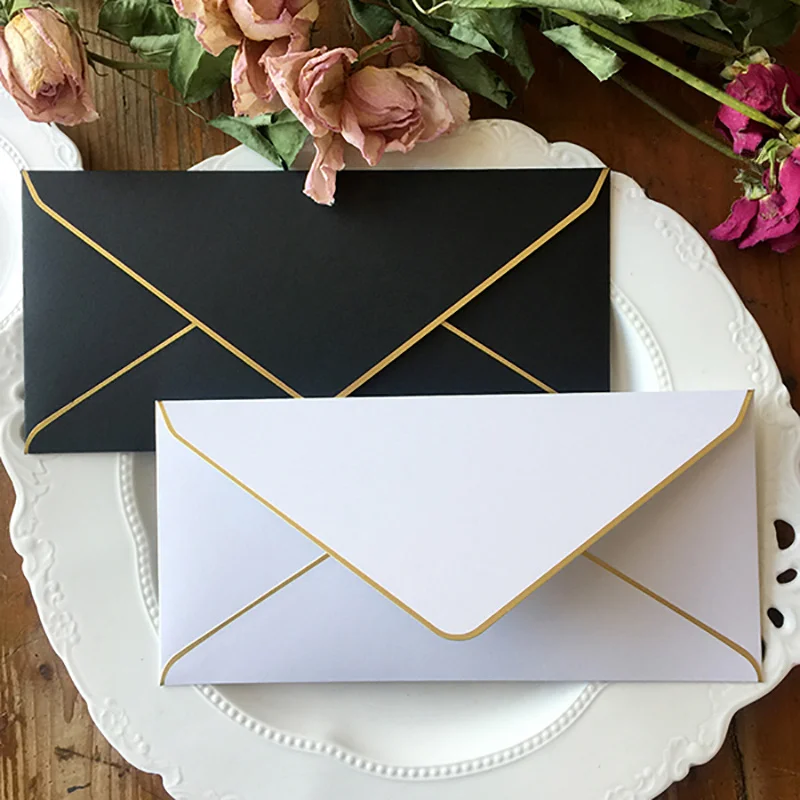 dourada, casamento negócio convite Envelope, presente Envelope, 5pcs por lote