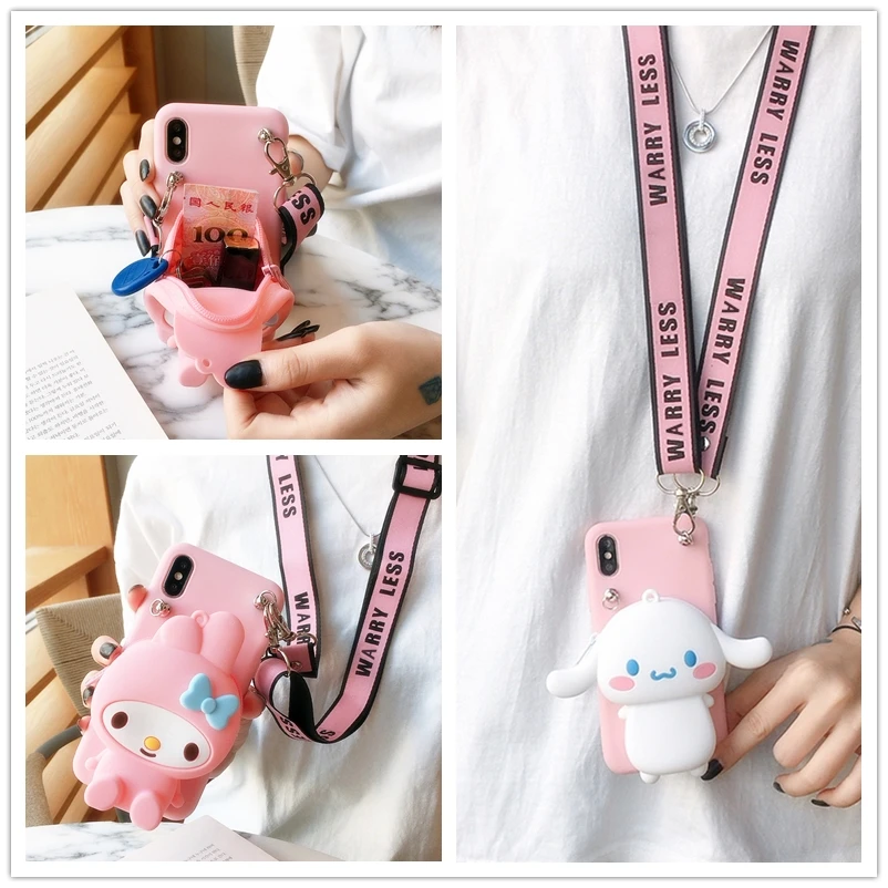 

Cute 3D Lanyard Wallet Japan Cat My Melody Soft Phone Case For Samsung Galaxy A50 A70 A10 A30 A40 A80 A10S A20S M10 Pink Cover