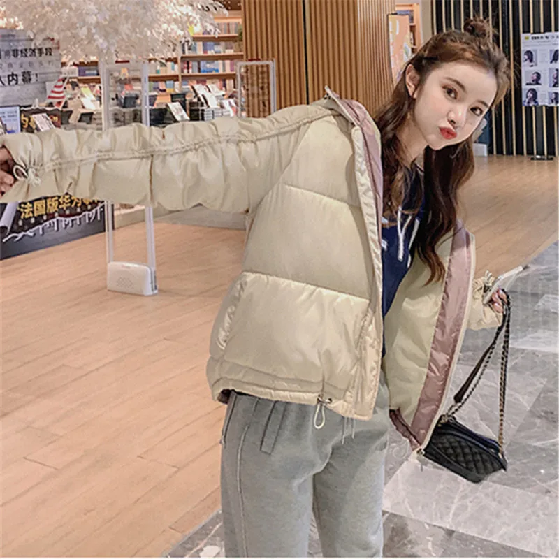 New Solid Hooded Female Women Warm Winter Jacket Fashion Womens Loose Outwear Parkas for Women Winter Cotton Padded Coat