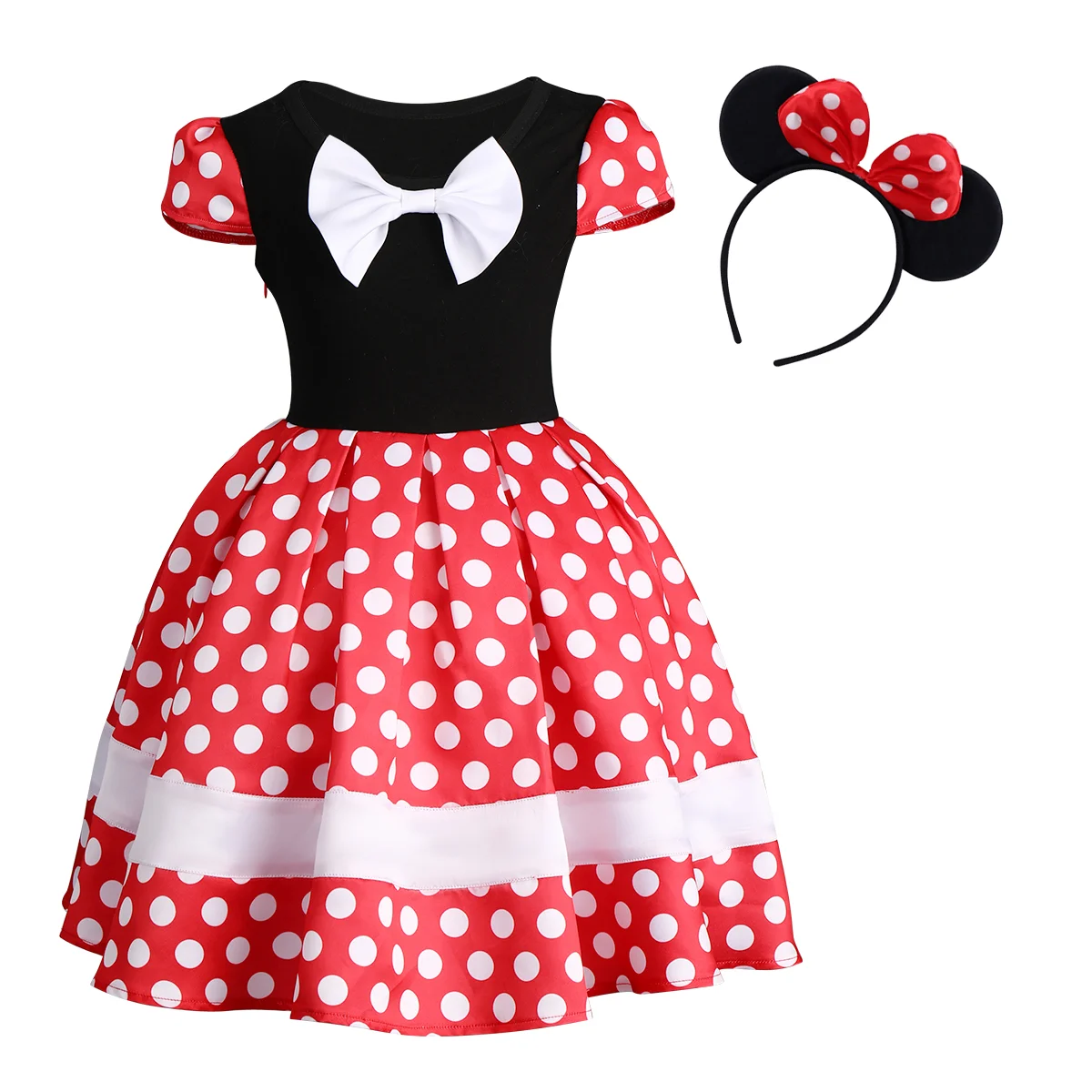 

Minnie Dress Up for Kids Girls Cute Bow Cartoon Polka Dot Dress 2pcs Set Halloween Party Minnie Mouse Cosplay Costume for Girls