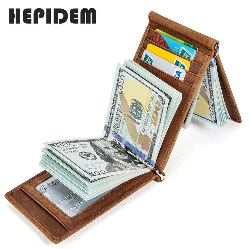 HEPIDEM Высококачественный тонкий кошелек из натуральной кожи Крейзи Хорс с рчид