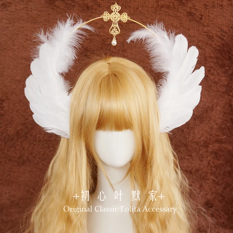 Ретро Лолита Нотр-Дам Халяль Крест Ангел перо крыло KC головная повязка Богиня
