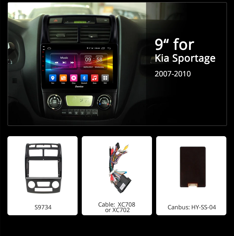 Ownice K1 K2 Octa 8 ядра для Kia Sportage 2007-2010 android 8,1 автомобильный dvd плеер с bluetooth, gps, МЖК, wifi, Зеркало Ссылка, DVR