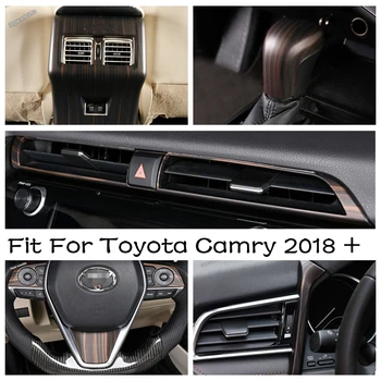 

Wood Grain Look Interior Refit Kit Steering Wheel / Rear Air AC / Gear Box Head Knob Cover Trim For Toyota Camry 2018 2019 2020