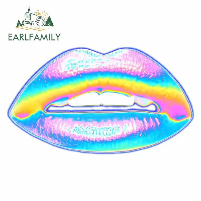 EARLFAMILY 13 см x 7 новые голографические губы на синем автомобильном стикере