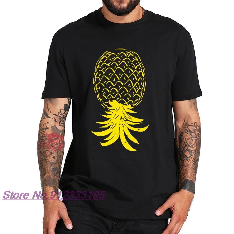 designer t shirts Swinging Lifestyle Pineapple T Shirt Upside Down Swinger T-Shirt 100% Cotton Short Sleeve Crewneck Soft Tee Tops cool t shirts