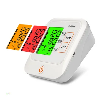

Tri-color backlight Bp Monitors Sphygmomanometer Blood Pressure Monitor Automatic Upper Arm Cuff Digital tonometer
