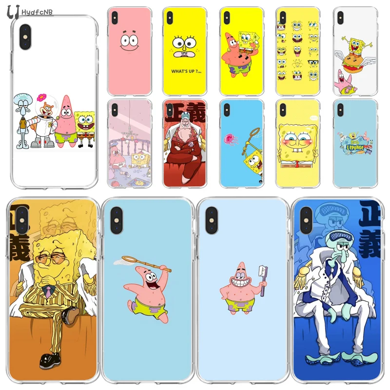 LJHYDFCNB Губка Боб ТПУ Мягкий силиконовый чехол для телефона iPhone 11 pro XS MAX 8 7 6 6S Plus X 5 5S