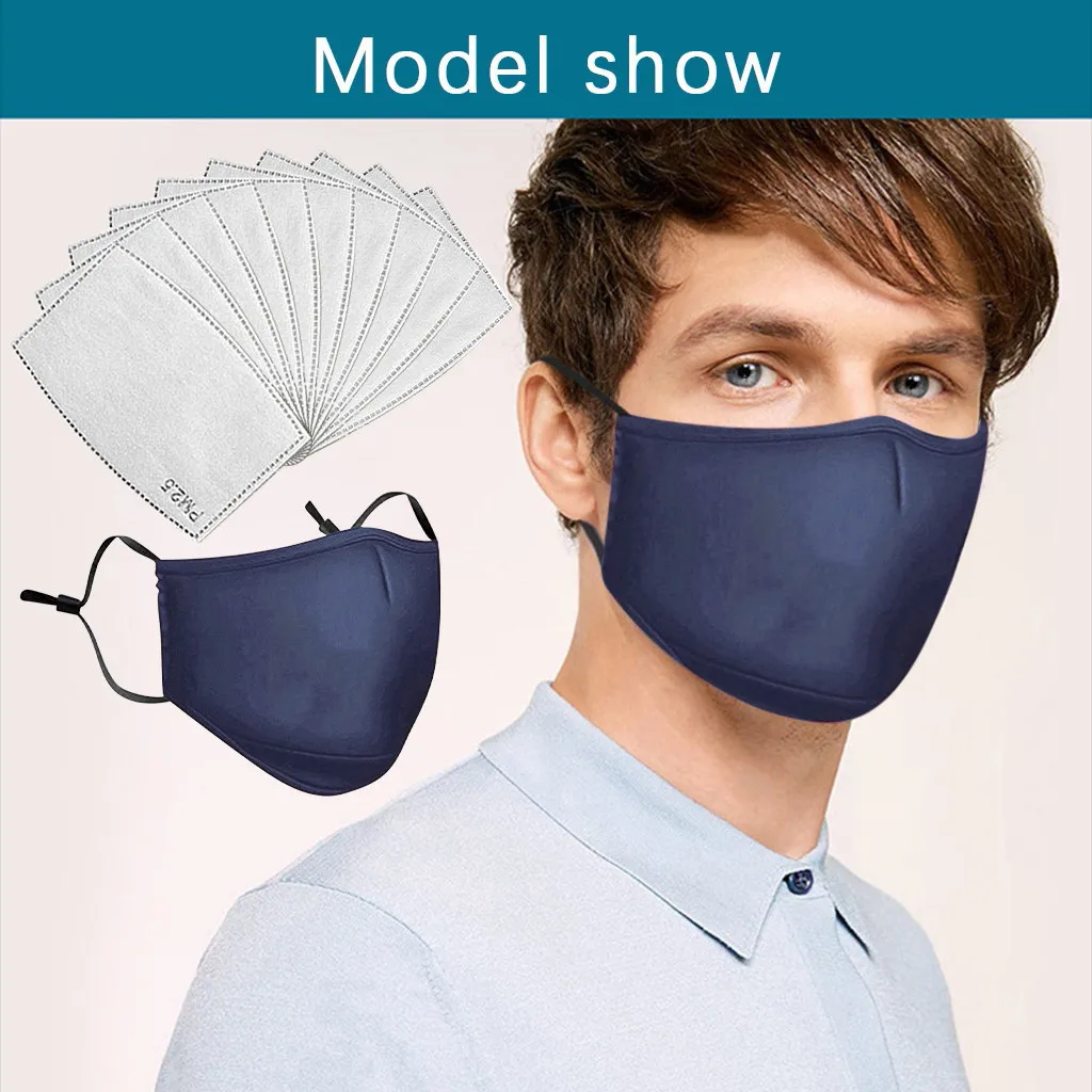 Máscara facial moda 10 elementos de filtro lavável máscara de boca reutilizável pm2.5 anti-nevoeiro e anti-fumo tampões de boca reutilizáveis mascarillas